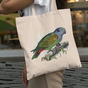 Petit Jos Vintage Parrot Print Graphic Canvas Tote Bag